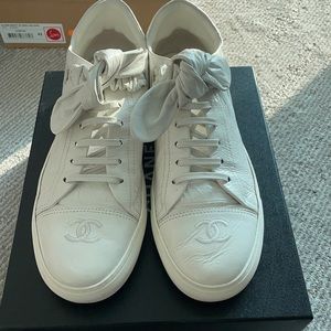Chanel White Leather Sneakers